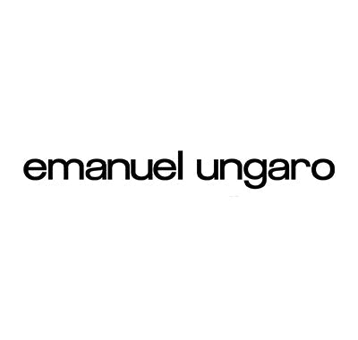 Emanuel Ungaro Ungaro Pour Elle perfume bottle with sleek black and gold design, Ungaro Pour Homme cologne bottle with masculine dark tones and gold accents, Woman applying Emanuel Ungaro perfume in sophisticated setting