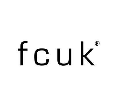 French Connection UK FCUK Him Eau de Toilette spray bottle with bold branding, French Connection UK FCUK Her fragrance for women in clear rectangular bottle, FCUK branded backpack with front zipper and minimal design