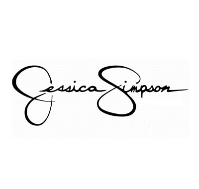 Jessica Simpson Fancy Eau de Parfum bottle with pink and gold design, Jessica Simpson Live perfume bottle in clear glass with purple accents, Model holding Jessica Simpson Live perfume against vibrant backdrop