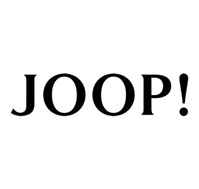Joop! Homme Eau de Toilette bottle with signature pink-purple hue, Joop! Jump Eau de Toilette in vibrant blue bottle with bold branding, Close-up of Joop! Homme bottle and logo with reflections