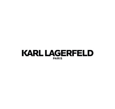 Karl Lagerfeld Classic for Men Eau de Toilette bottle with metallic accents, Karl Lagerfeld for Her perfume bottle with elegant blush-pink design, Flat lay of Karl Lagerfeld fragrances with monochrome background