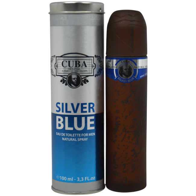 Cuba Silver Blue Eau De Toilette Spray 3.4 Oz for Men