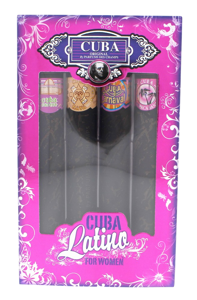 Cuba Latina Pour Femmes(W/B)4Pc Set(4 X1.17)1.17 Oz Edp Sp(Cactus,Maya,Carnaval,Copacabana)