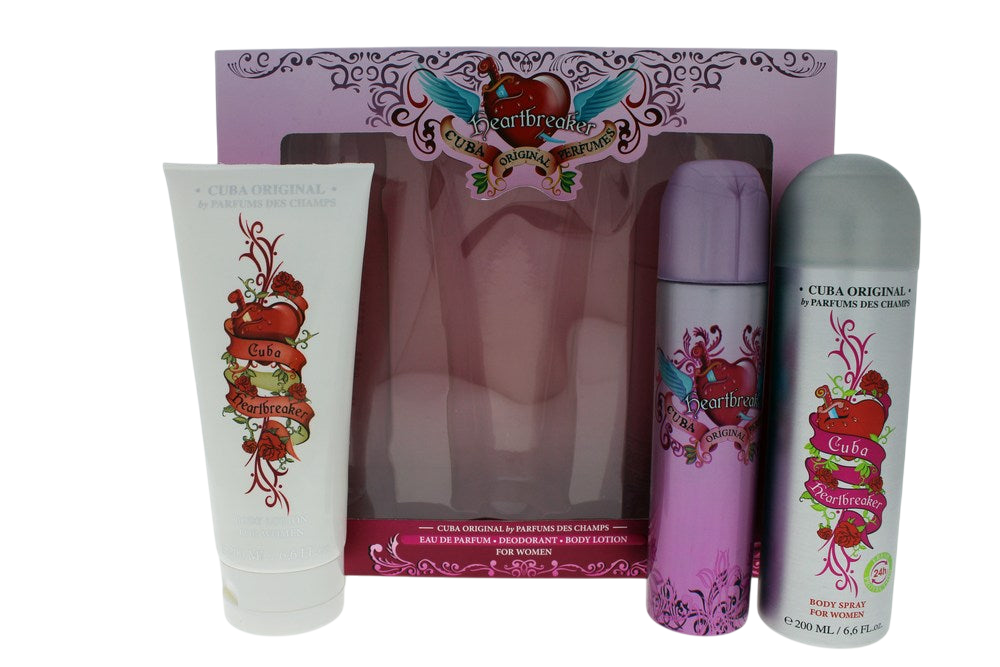 Cuba Heart Breaker(W.) Ensemble de 3 pièces (3,4 oz Edp Sp, 6,8 oz Spray Corporel, 6,6 oz Lotion Corporelle)